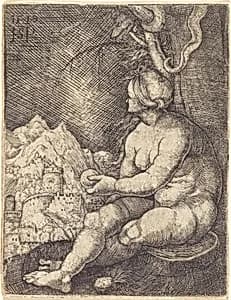 Eve Seated by Sebald Beham