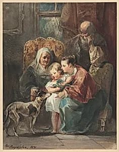 Family Scene by Camille Joseph Etienne Roqueplan