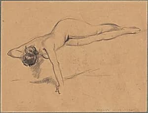 Female Nude on Couch by Everett Shinn