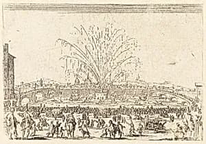 Fireworks on the Arno, Florence by Jacques Callot