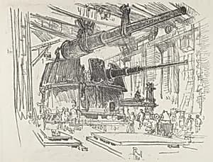 Fitting Guns in Turrets by Joseph Pennell