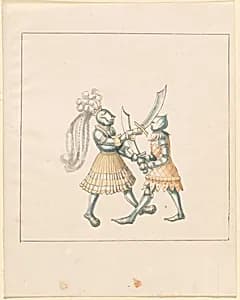 Foot Combat with Falchions by German 16th Century