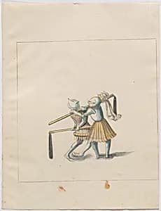 Foot Combat with Flails by German 16th Century