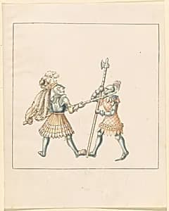Foot Combat with Halberds by German 16th Century