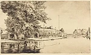 Foster's Boathouse, Cambridge by Muirhead Bone