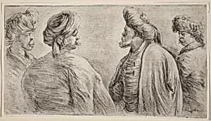 Four Turks Wearing Turbans by Stefano Della Bella