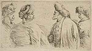 Four Turks Wearing Turbans by Stefano Della Bella