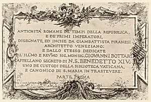 Frontispiece by Giovanni Battista Piranesi