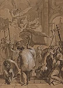 Funeral Procession of a Saint with Angels
