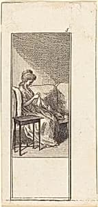 Girl Seated, Sewing by Daniel Nikolaus Chodowiecki