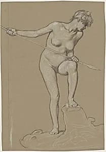 Girl Spearing Dolphin by Elihu Vedder