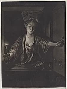 Girl with a Candle by John Greenwood after Nicolaas Verkolje