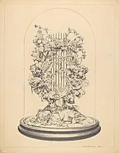 Glass Globe - Wax Flowers by J. Howard Iams