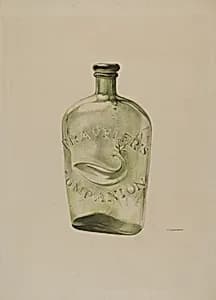 Glass Whiskey Flask by G.A. Spangenberg
