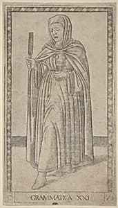 Grammatica (Grammar) by Master of the E-Series Tarocchi