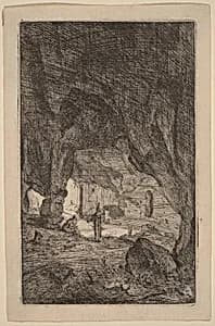 Grotto with Friars by Bartholomeus Breenbergh