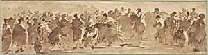 Group of Many Figures by attributed to Francesco Guardi
