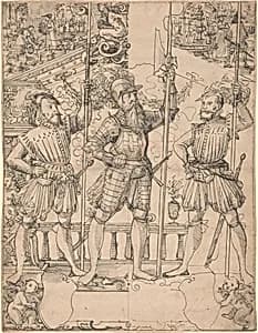 Halberdier and Two Pikemen by Hans Jakob Plepp