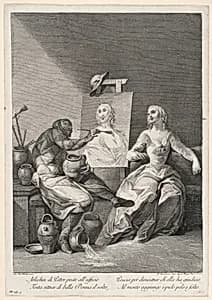 Harlequin as a Painter by Francesco Bartolozzi, after Giovanni Domenico Ferretti