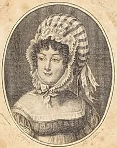 Head of a Woman Wearing a Striped Bonnet by Augustin de Saint-Aubin
