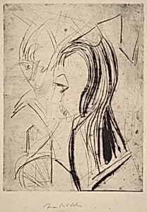 Heads of Two Girls by Ernst Ludwig Kirchner
