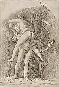 Hercules and Antaeus by Workshop of Andrea Mantegna