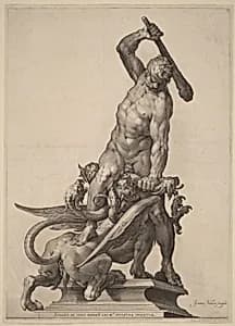 Hercules Killing the Hydra by Jan Muller after Adriaen de Vries