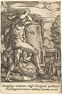 Hercules Slaying the Dragon by Heinrich Aldegrever