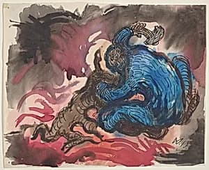 Hölzfaller (recto) by Wilhelm Morgner