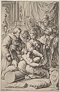 Holy Family with Saints by Jan de Bisschop, after Giorgio Vasari
