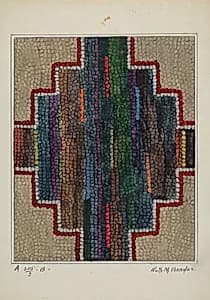 Hooked Rug - Center Design by Ruth M. Barnes