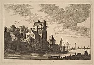 Houses on an Inlet by Attributed to Franz Edmund Weirotter