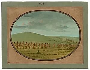 Indian File - Iowa by George Catlin