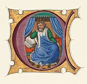Initial C with David (King Saul?) by Master of the Cypresses