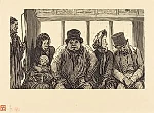 Interieur d'un omnibus by Charles Maurand after Honoré Daumier