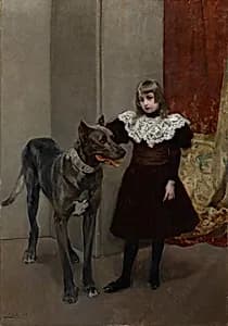Isabelita and Thor by Joaquin Sorolla y Bastida