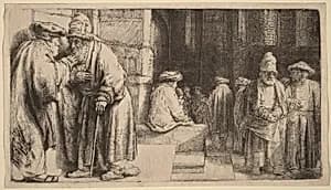Jews in the Synagogue by Rembrandt van Rijn