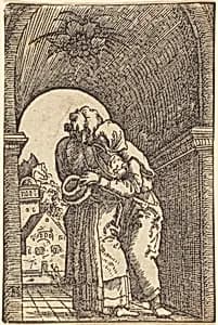 Joachim Embracing Anna by Albrecht Altdorfer
