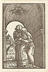 Joachim Embracing Anna by Albrecht Altdorfer