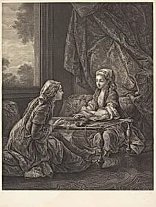 La Confidence by Jacques-Firmin Beauvarlet after Carle Van Loo