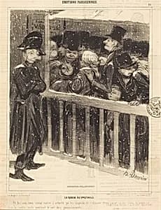 La Queue au spectacle by Honoré Daumier