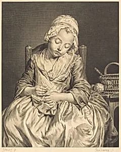 La tricoteuse endormie by Claude-Donat Jardinier after Jean-Baptiste Greuze