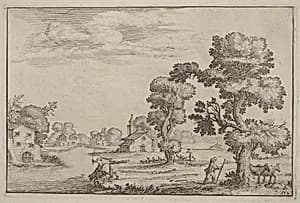 Lakeside Village with Herdsmen by Ercole Bazicaluva