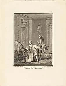 L'amant de lui-mesme by Jean-Baptiste Blaise Simonet after Jean-Michel Moreau