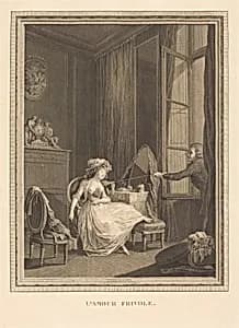 L'amour frivole by Jacques-Firmin Beauvarlet after Pierre-Antoine Baudouin