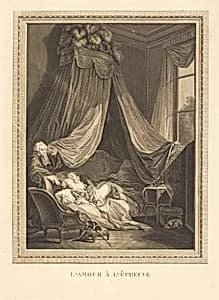 L'Amour à l'épreuve by Jacques-Firmin Beauvarlet after Pierre-Antoine Baudouin