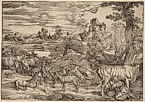 Landscape with a Milkmaid by Niccolò Boldrini after Titian