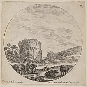 Landscape with Antique Ruins by Stefano Della Bella