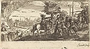 Landscape with Battle Scene by after Jacques Callot