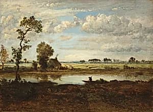 Landscape with Boatman by Théodore Rousseau